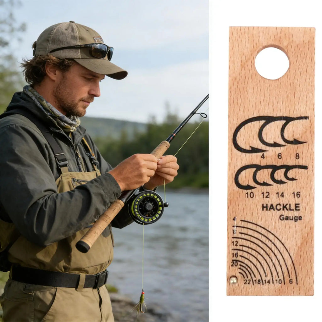 Wooden Fly Hook Size Chart & Tying Gauge | Precise Measuring Tool
