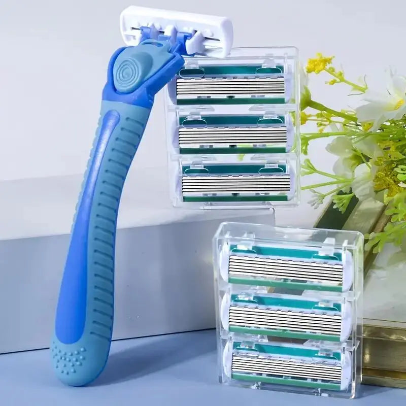 6-Layer Manual Safety Razor – Replaceable Head for Men & Women