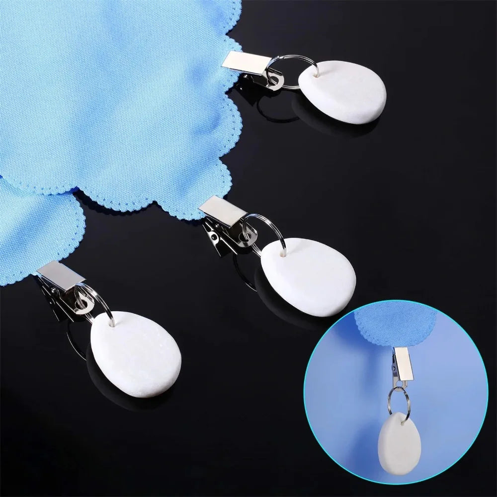 Marble Teardrop Tablecloth Weights with Metal Clips – Set of 4