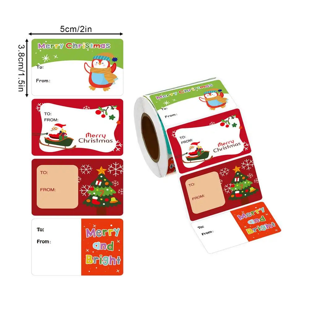 500-Piece Christmas Tag Stickers Roll – Holiday Labels & Seals