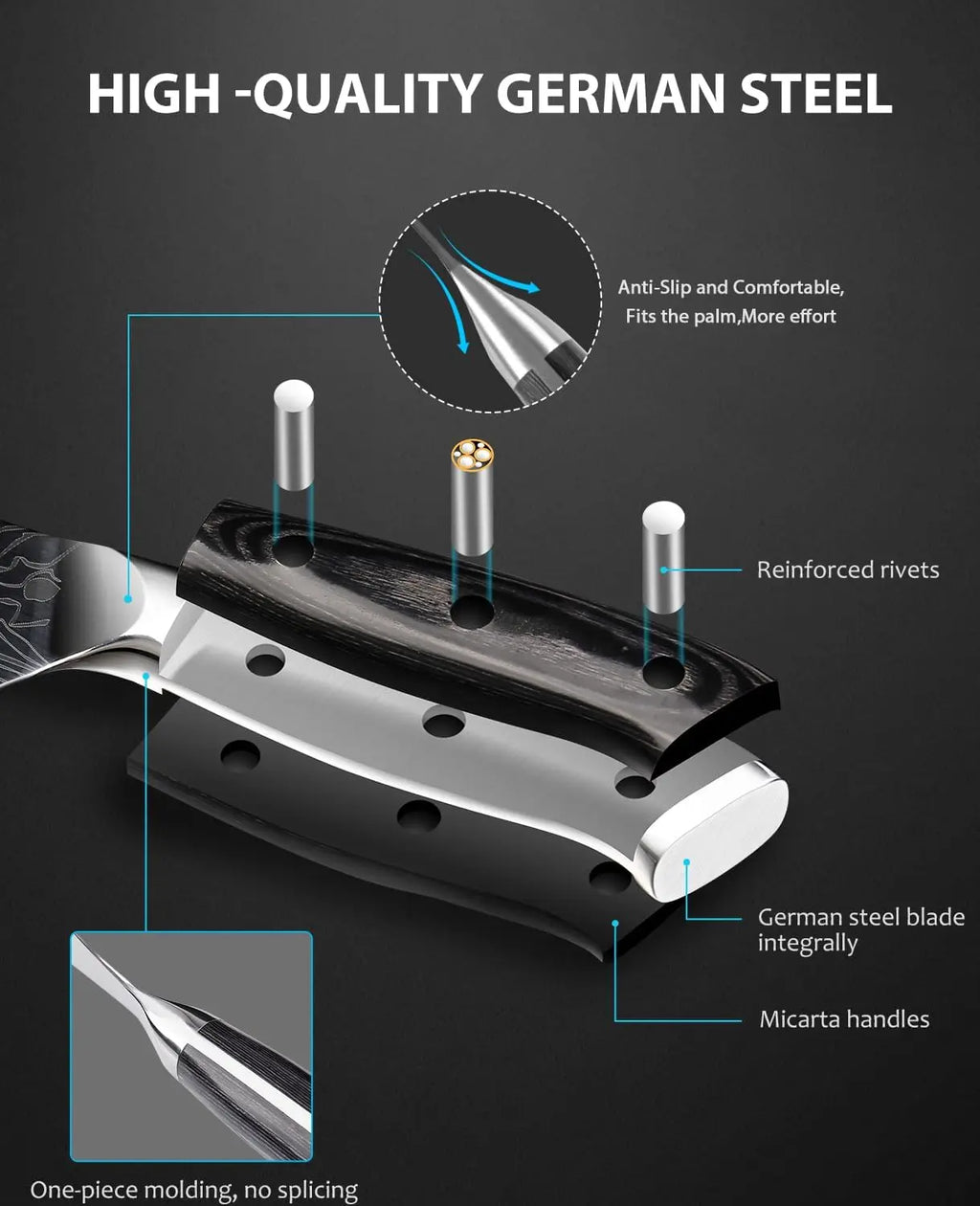 XITUO 8" Serrated Bread Knife – Damascus Steel Laser Blade