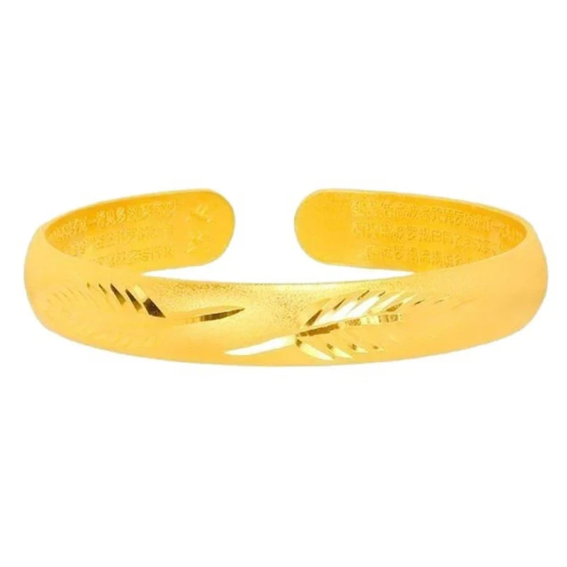 Ancient Heart Sutra Gold Dragon Leaf Bracelet for Women