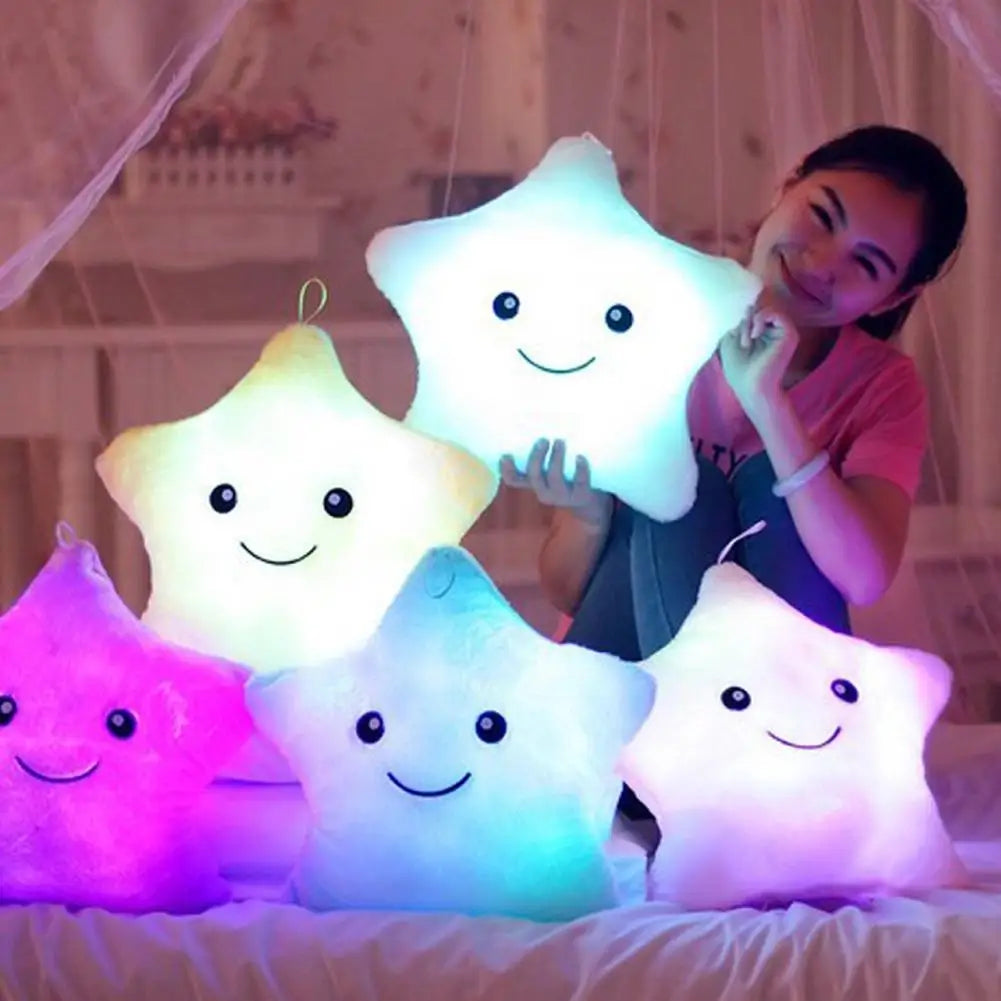 LED Glowing Star Plush Pillow – Light-Up Cushion Toy for Kids