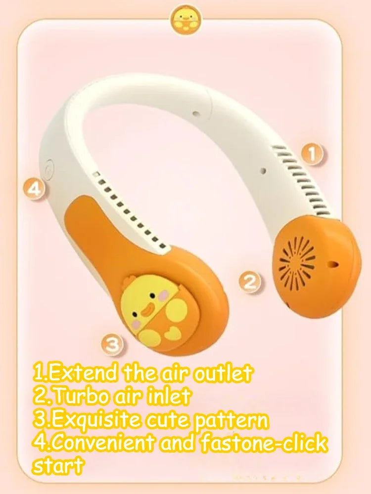 Bladeless Neck Fan Cute Pig & Dinosaur | 3 Speed USB Rechargeable