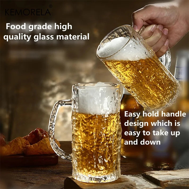 KEMORELA 400ml Frosted Glacier Pint Beer Mugs | Bar Grade Glass