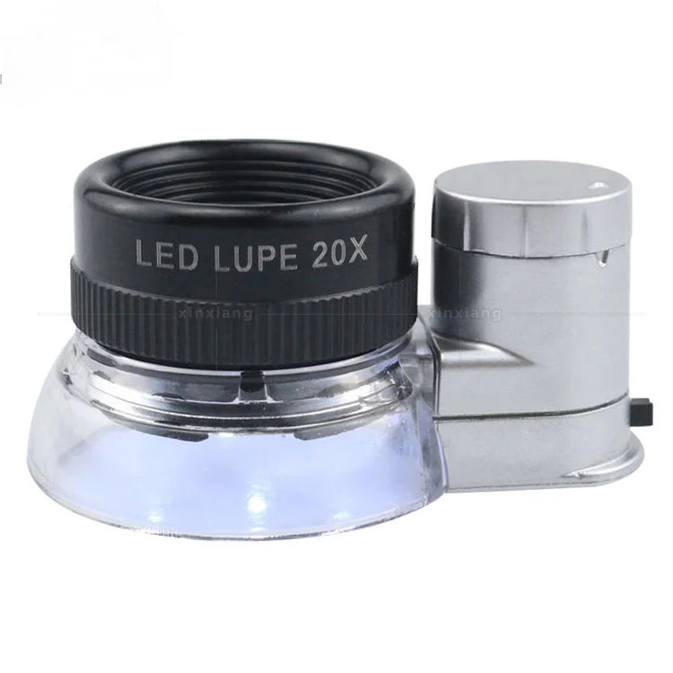 20X LED Magnifier – Optical Glass Loupe with 6 LED Lights