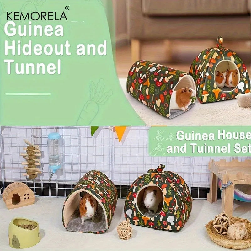 2-Piece Glitter Guinea Pig Hideout & Tunnel | Washable Pet Bed