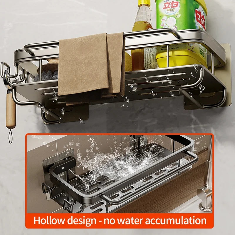 No-Drill Adhesive Kitchen Organizer Rack | Sponge & Soap Holder
