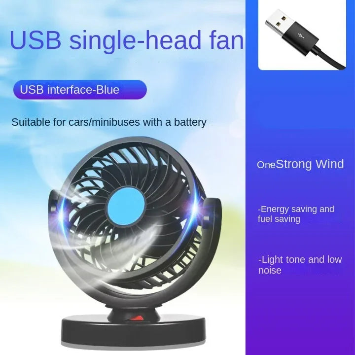 12V 24V Car Rear Seat USB Fan – 3-Speed Flexible Neck