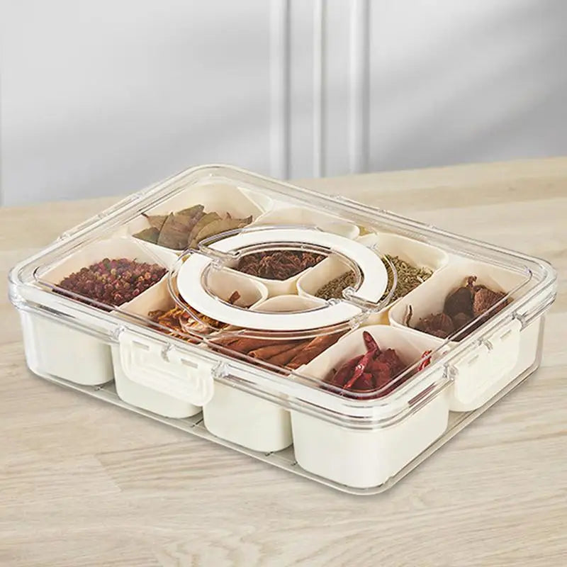 8-Compartment Leakproof Snack Container Tray with Lid & Handle