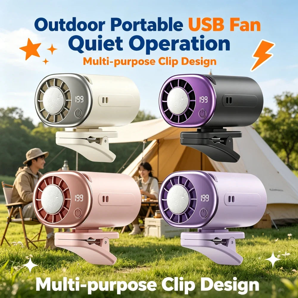 Car Clip Fan Mini Portable Outdoor Umbrella 199 Speed Waist Electric