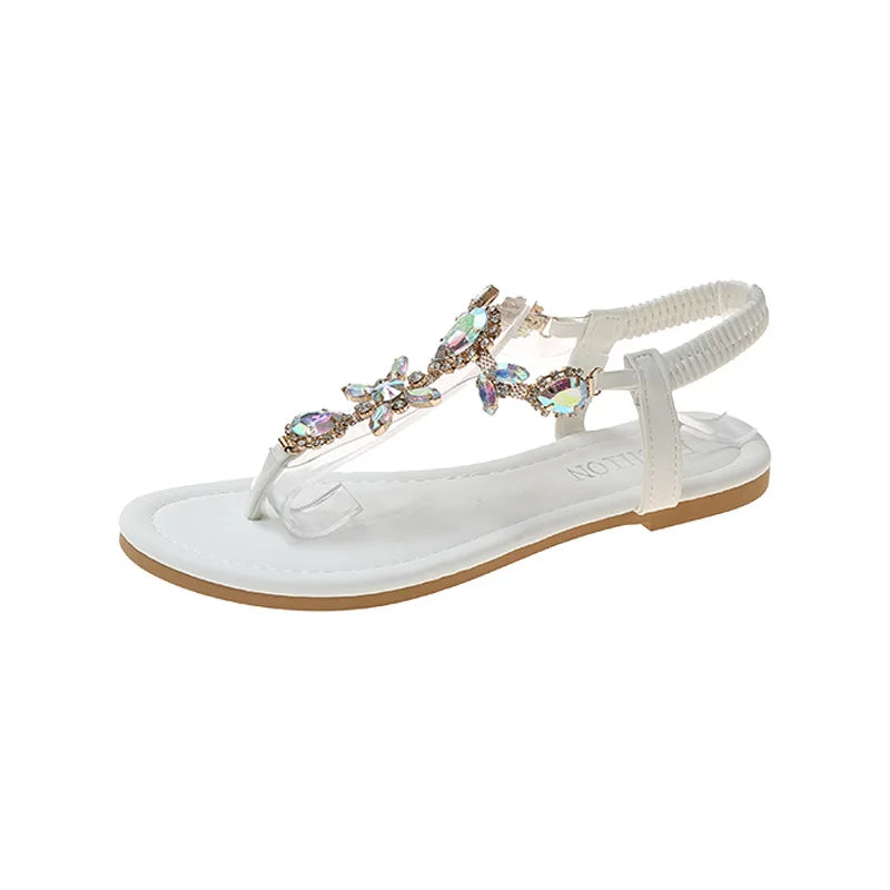Women's Crystal Clip Toe Flat Sandals – Beach Slides