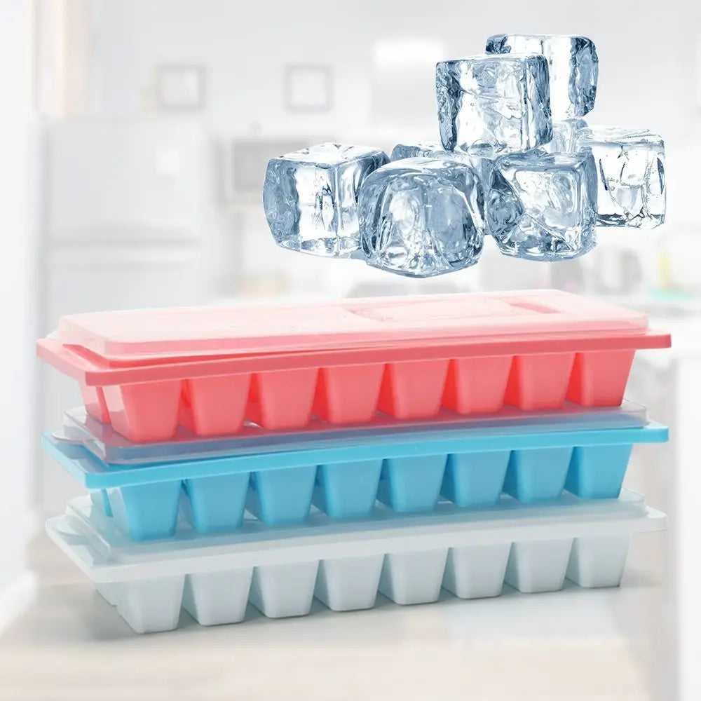 16-Cube Stackable Ice Cube Tray with Lid – Reusable & Easy Fill