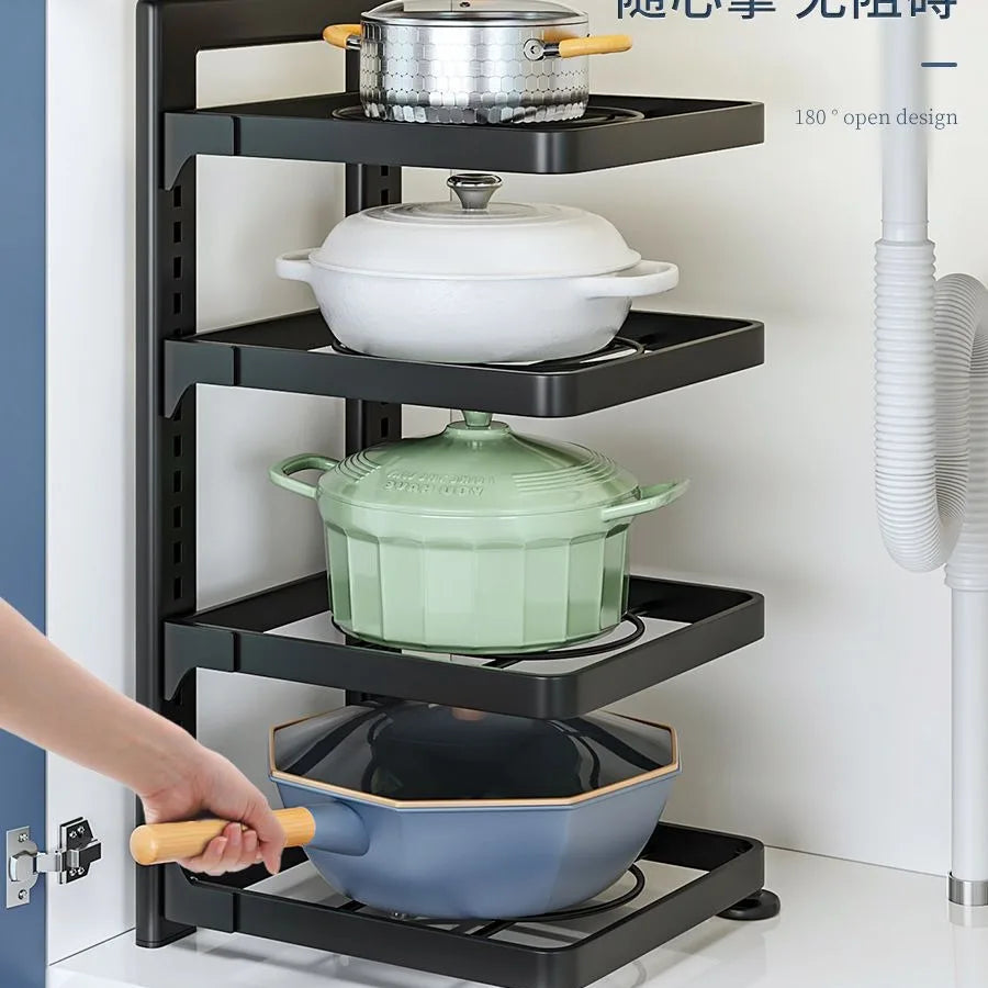 Stainless Steel Multi-Layer Pot Rack Under-Sink Organizer