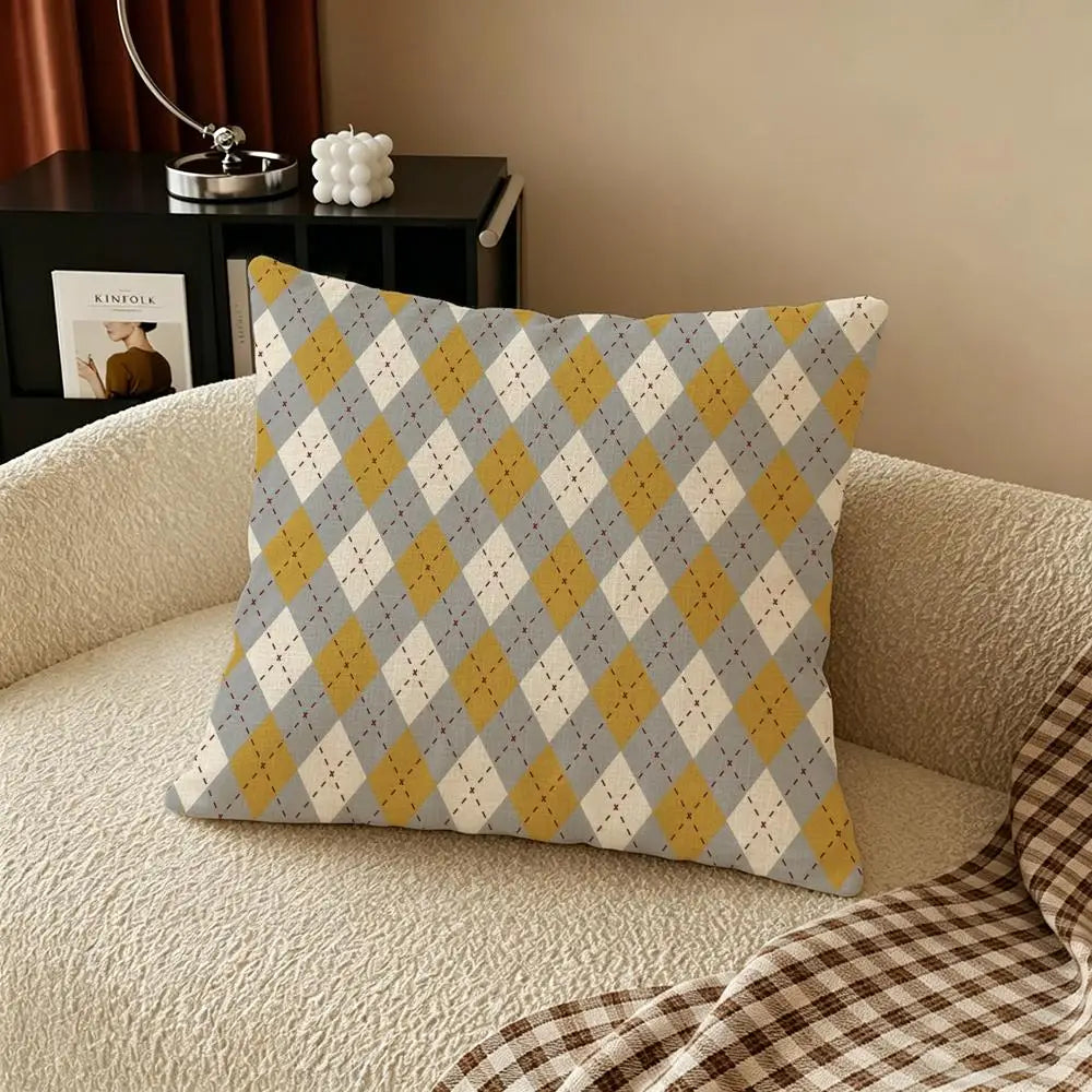 Natural Linen Cushion Cover – Printed Pillow Case Sofa & Bed