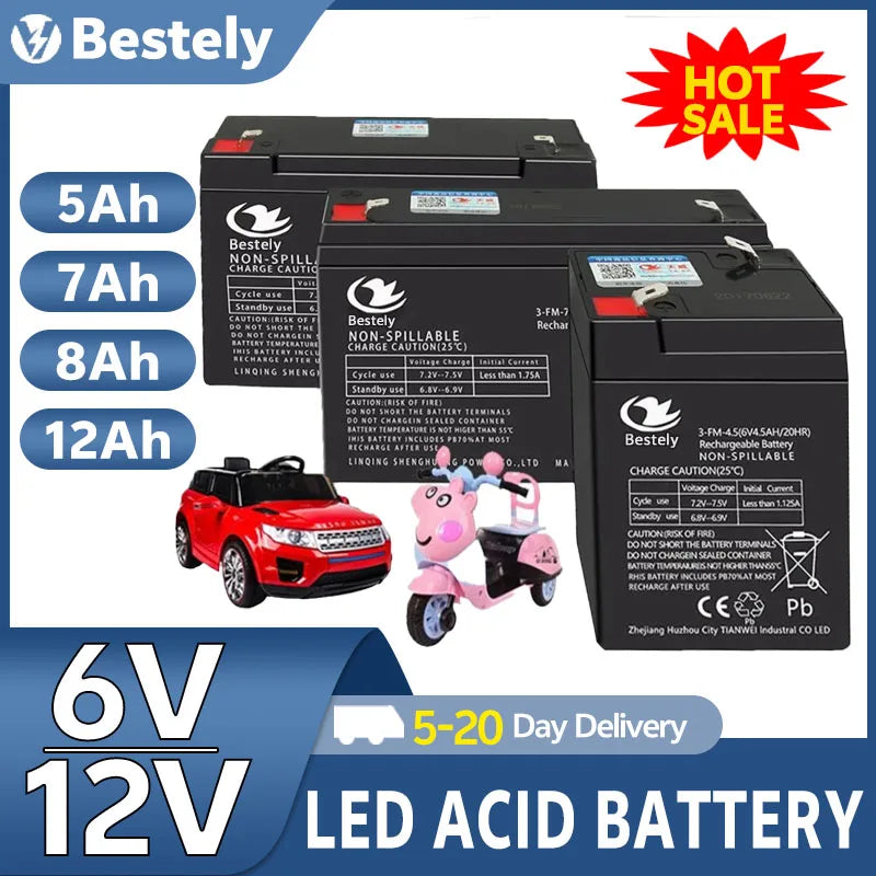 6V 12V Fit Toy Cars Rechargeable Battery Kids' Electric Toys 5Ah 7Ah