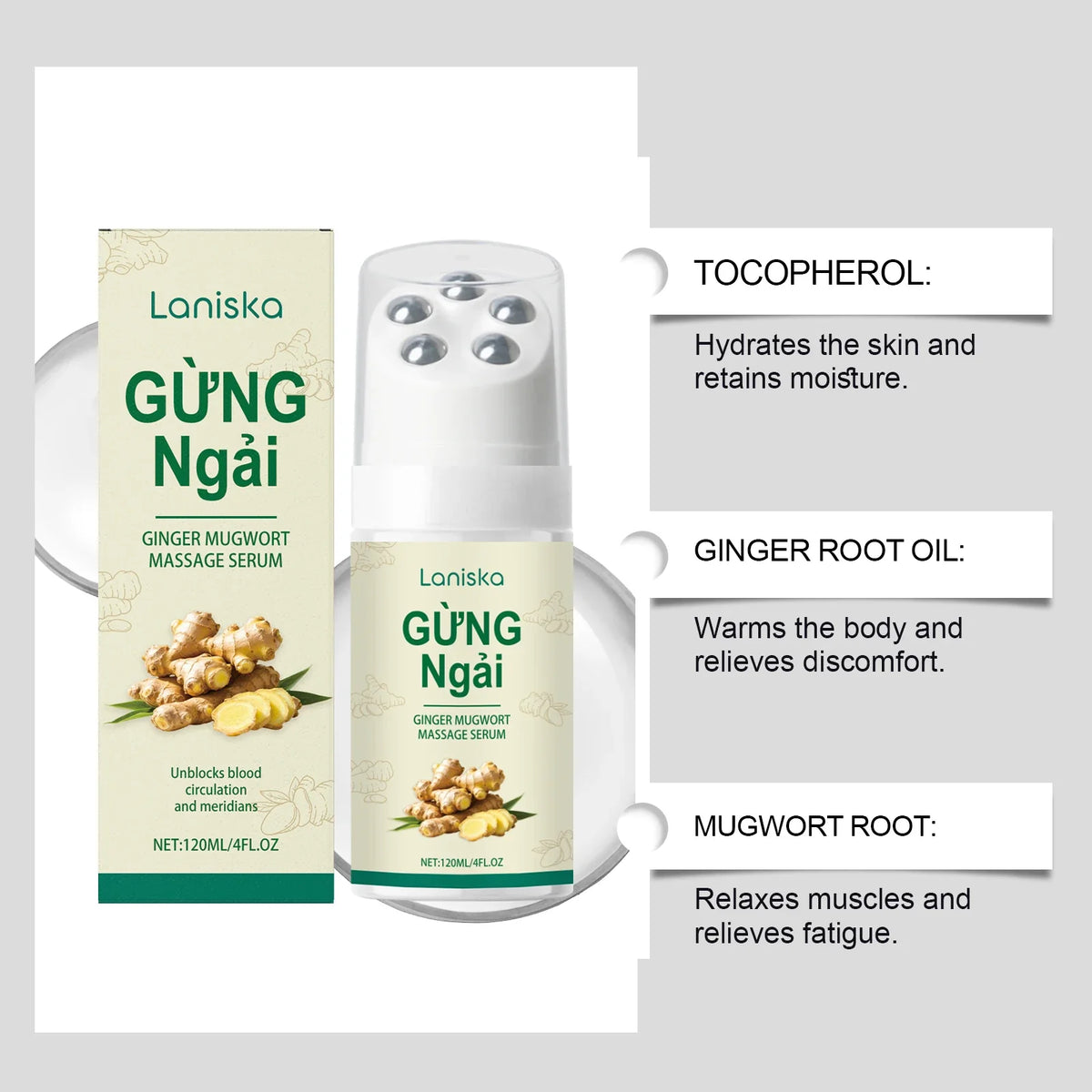 Ginger & Mugwort Roller Massage Oil – Neck & Shoulder Care
