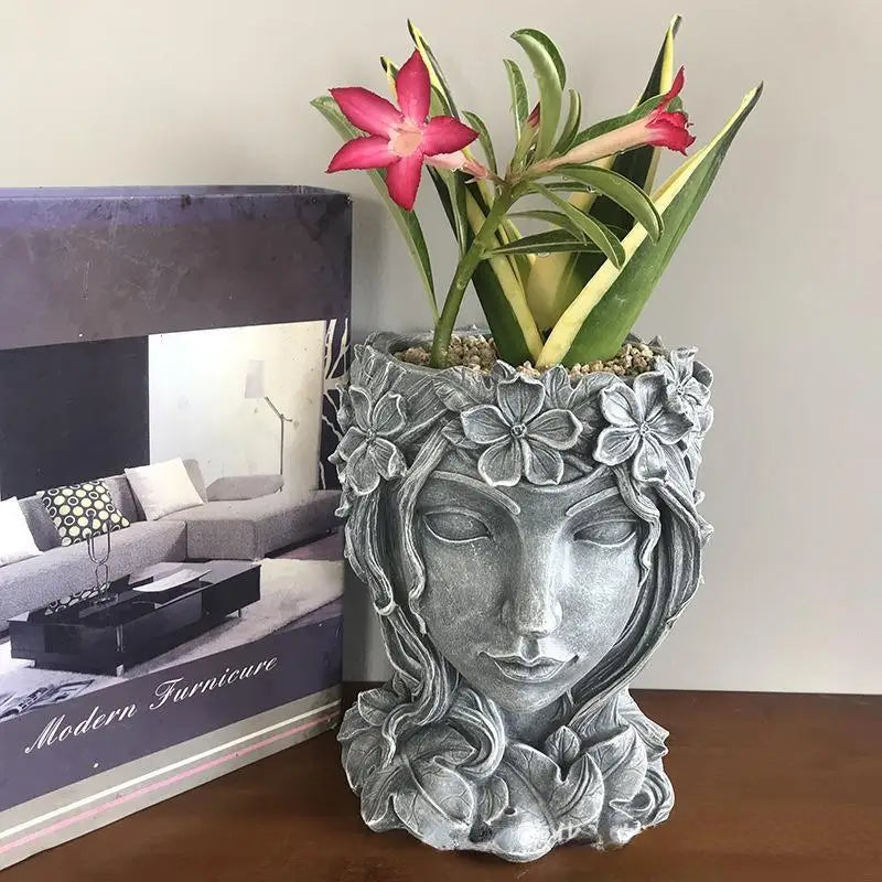 Goddess Statue Flower Pot – Resin Succulent Planter & Vase