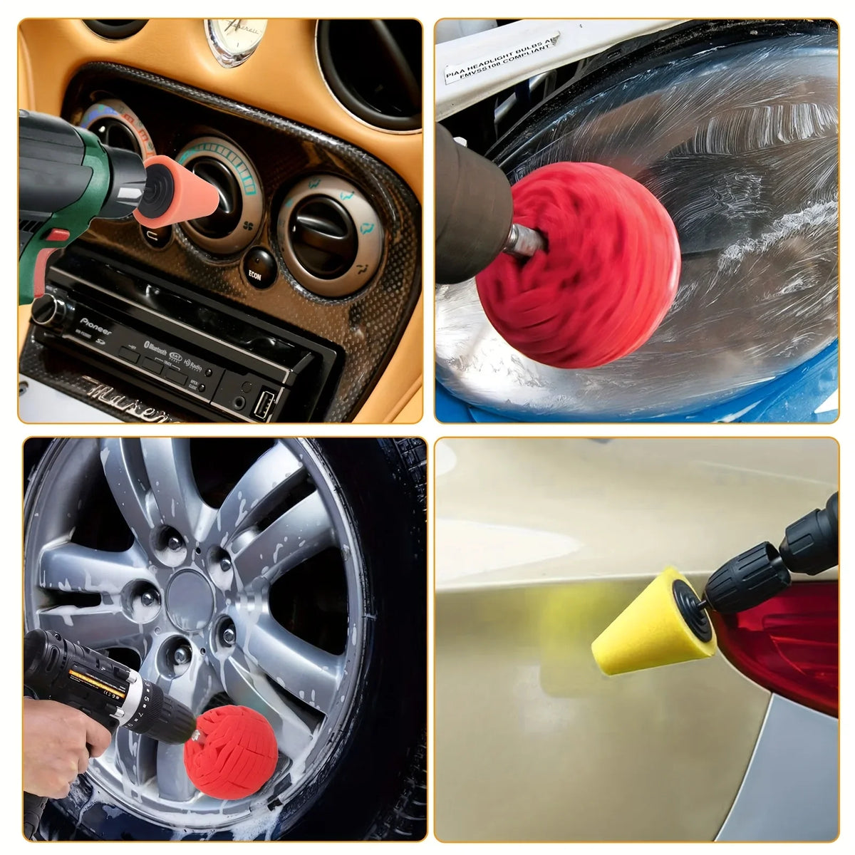Car Hub Polishing Sponge Wheel Buffer – Conical Detail Tool