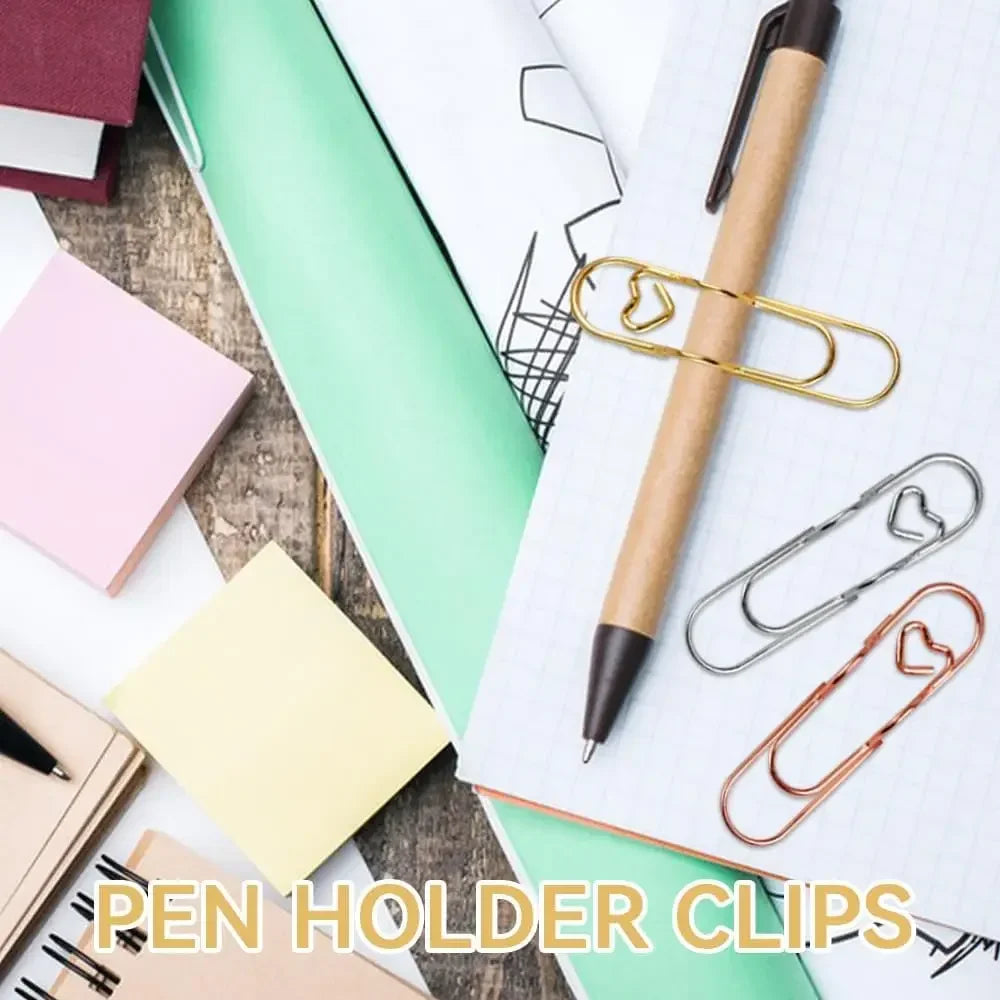Heart Shaped Metal Pen Clips & Bookmark Holders for Notebooks