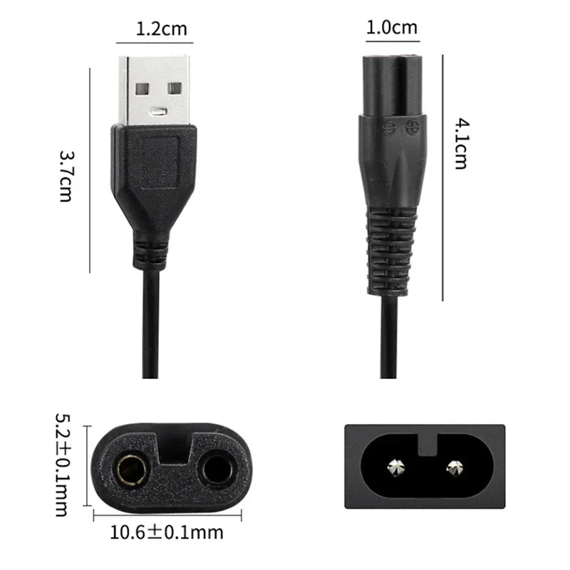 2-Pin Electric Shaver Charger Cable – 80cm Replacement Power Cord
