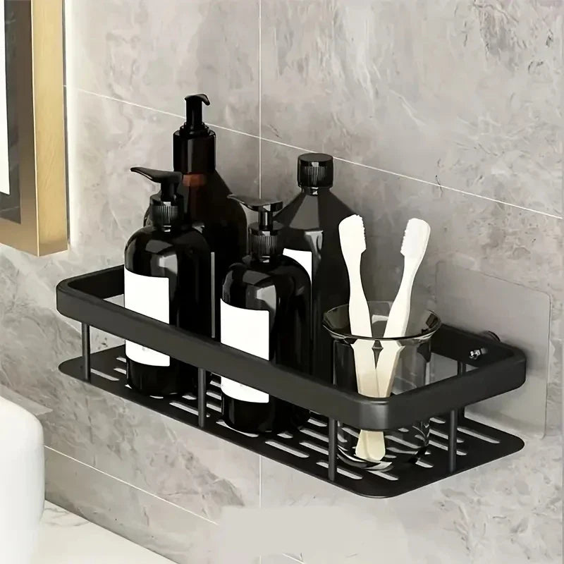 No-Drill Aluminum Wall Shelf – Bathroom & Kitchen Organizer