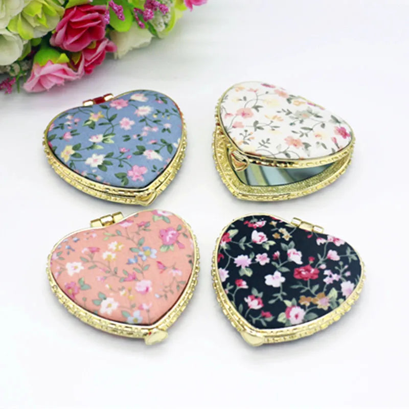 Pocket Floral Mirror Mini Makeup Compact Portable Two-side Folding