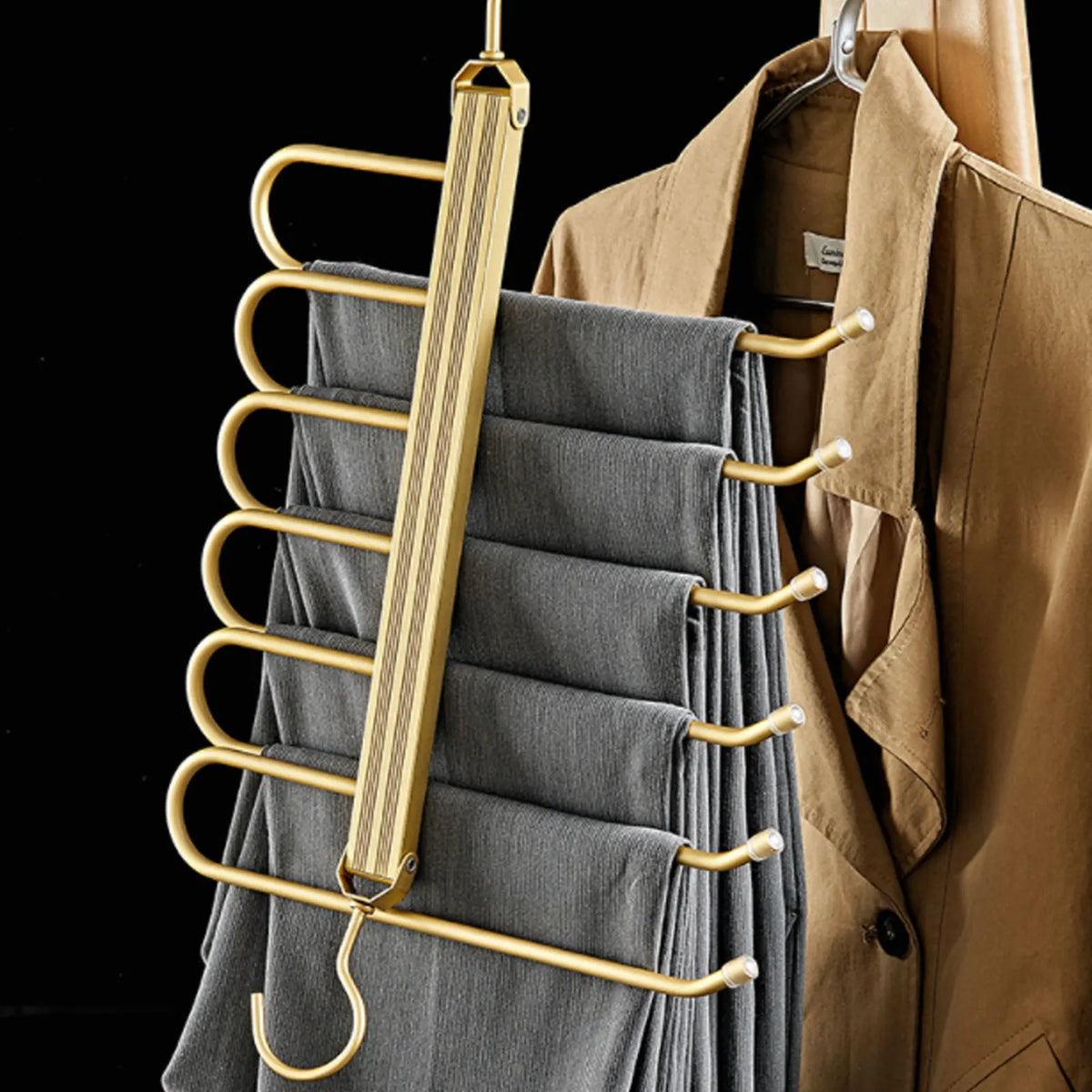 6-in-1 Aluminum Alloy Pants Hanger | Space-Saving Organizer