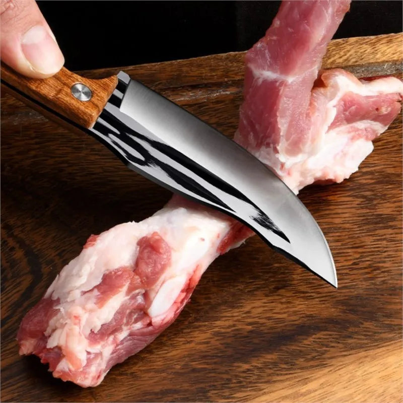 Hand-Forged Carbon Steel Boning & Multipurpose Kitchen Knife