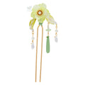 Green Hanfu Hairpin | Alloy Tassel Floral Hair Stick