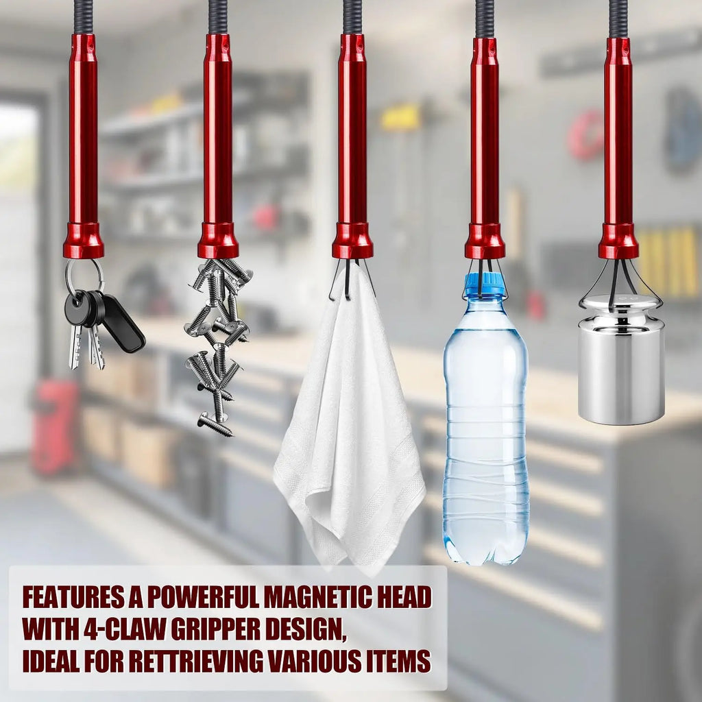 24" Flexible Magnetic Pickup Tool – 4-Claw Grabber