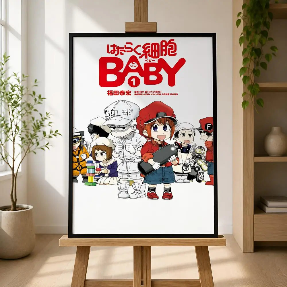 Hataraku Saibou Anime Poster – Waterproof Self-Adhesive Wall Art
