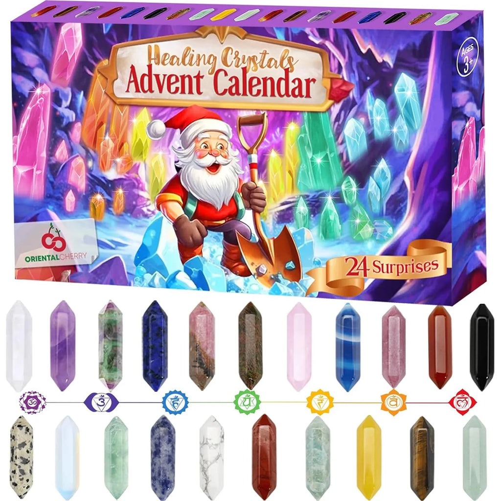 24-Day Crystal Advent Calendar | Natural Gemstone Christmas Gift