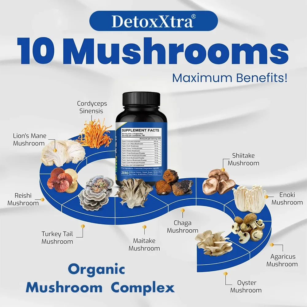 Organic Mushroom Complex Capsules – Brain, Energy & Immunity
