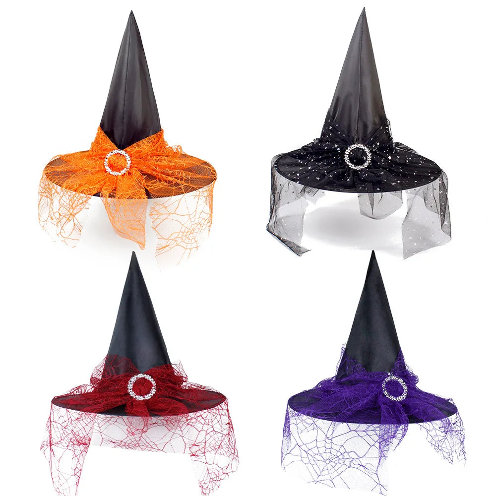 Lace Mesh Witch Hat – Unisex Halloween Costume Cap