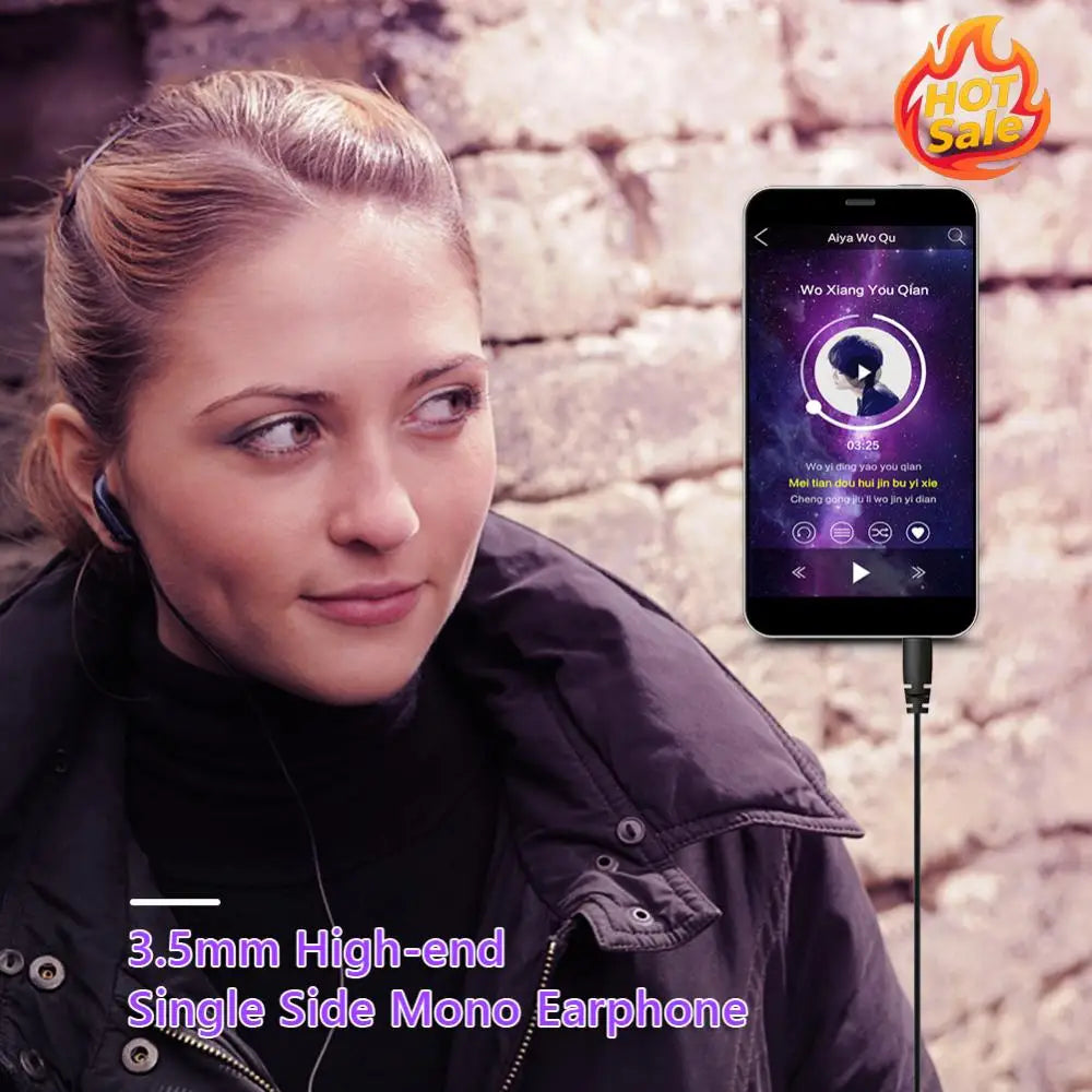 Wired Single-Ear Earbud 3.5mm – Mono Walkie Talkie Headphone