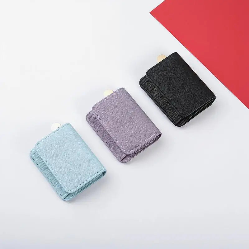 Korean Trifold Women's Wallet – PU Leather Zipper Coin Purse