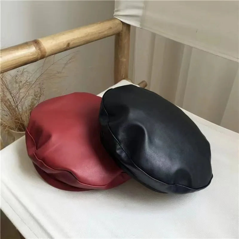 Women's French Beret Hat – Faux Leather Artist Cap