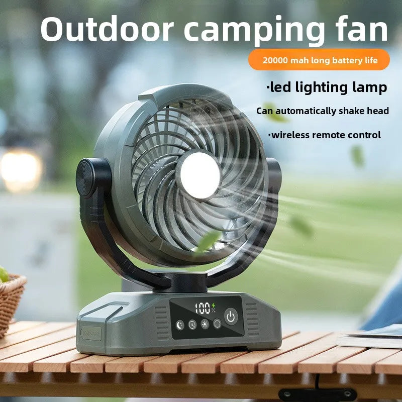 Portable USB Desktop Fan – 20000mAh Battery, LED & Remote