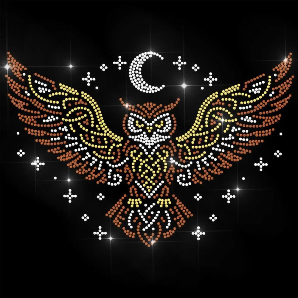 Owl Rhinestone Iron-On Appliqué – Glitter Heat Transfer Sheet