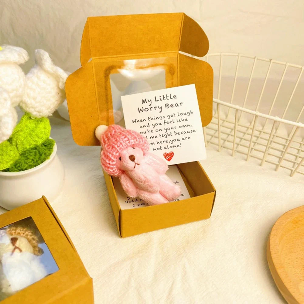 Mini Plush Bear in a Box with Inspirational Card | Cute Gift