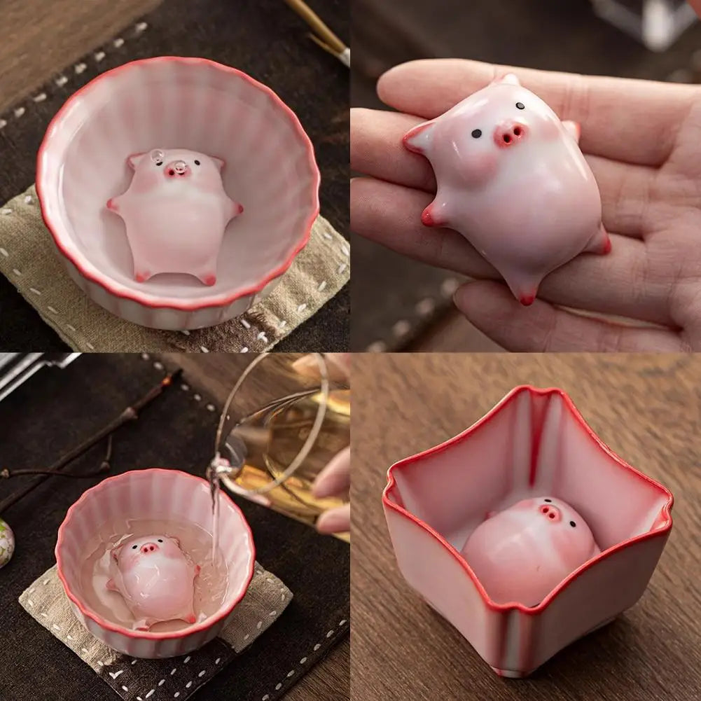 Ceramic Bubble-Blowing Pig Tea Cup Set – Fun Tea Pet Gift