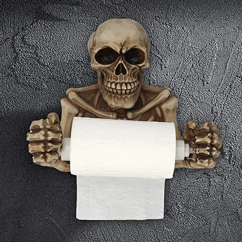 Skull Toilet Paper Holder | Wall Mounted Halloween Bathroom Decor