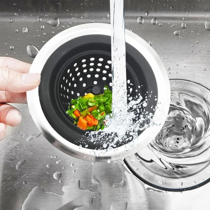 Silicone & Steel Sink Strainer – Hair Catcher & Drain Filter