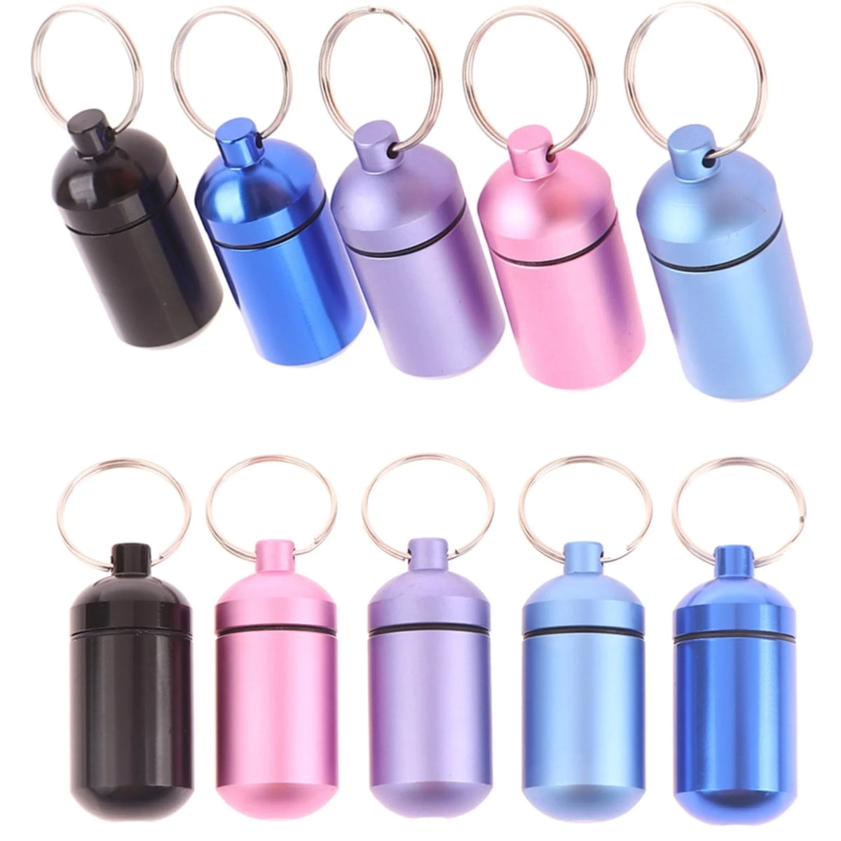 5 Colors Mini Aluminum Medicine Bottle Waterproof Outdoor Keychain
