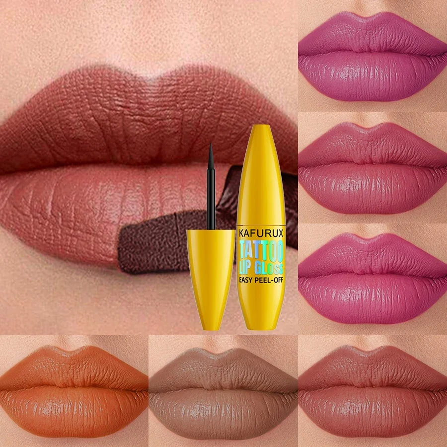KAFURUX Korean Matte Peel-Off Lip Tint – 7 Colors Lip Stain