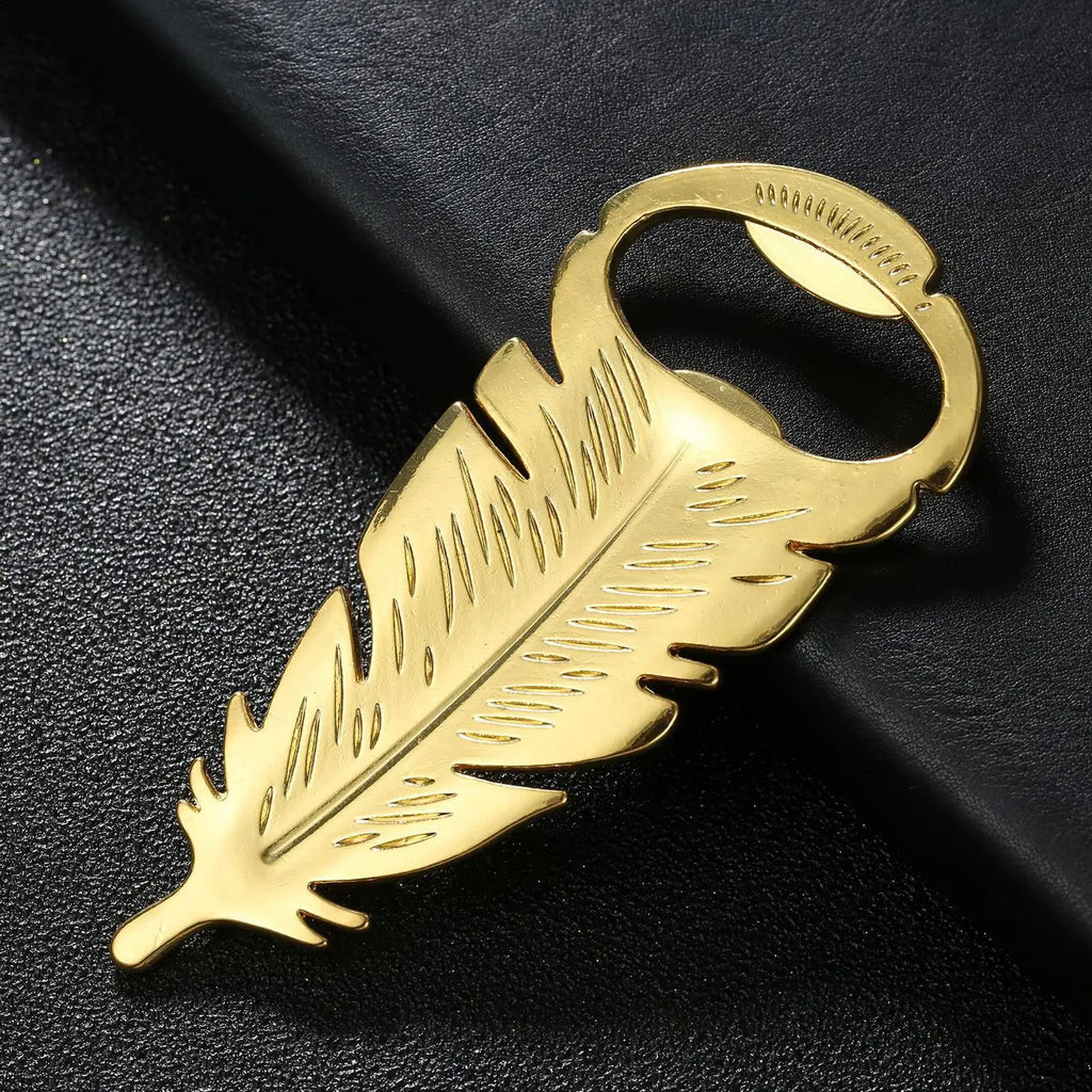 Golden Feather Bottle Opener – Portable Zinc Alloy Bar Tool