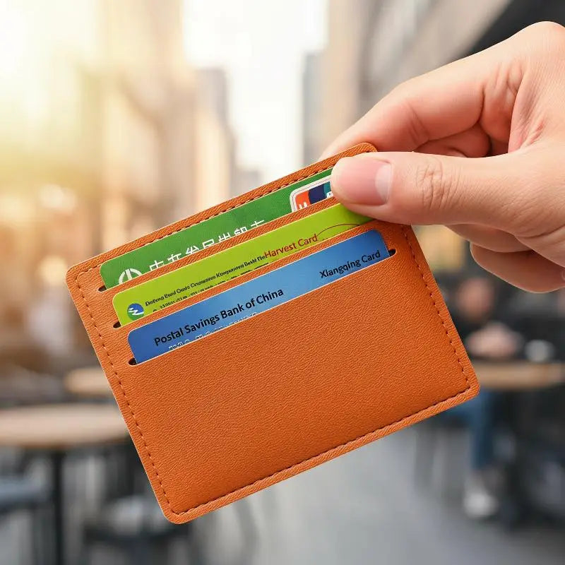Minimalist Slim PU Card Holder – 6-Slot Pocket Wallet Case