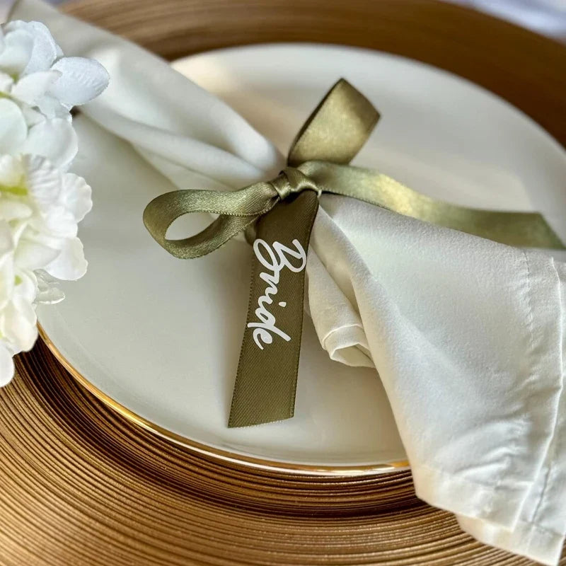 5-Pack Bride Bridesmaid Ribbon Champagne Glass Tags | Wedding