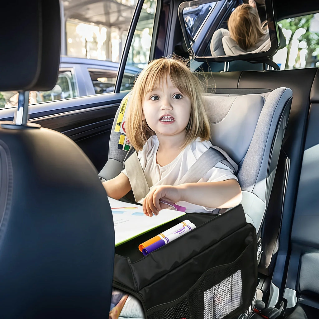 Foldable Expandable Car Seat Travel Tray Multiple Storage Pockets